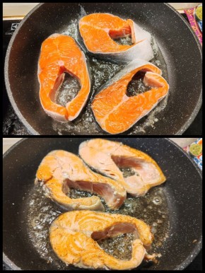 Нежный стейк форели с шпинатом и помидорами черри в сливочном соусе